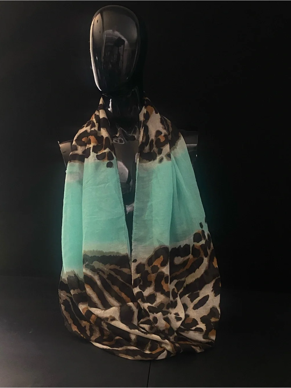 Light Aqua Leopard Print Women's infinity Scarf